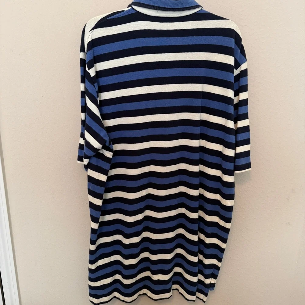 Vintage Polo By Ralph Lauren Mens Size XL Blue White Stripe Polo Shirt Pony